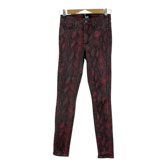 Paige Womens Size 24 Hoxton Ultra Skinny Coated Red Snake Jeans - Picture 1 of 6